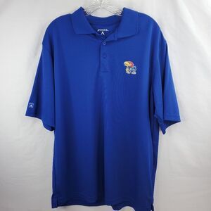 L KU ANTIGUA TEXTURED EMBROIDERED POLO SHIRT large march madness basketball